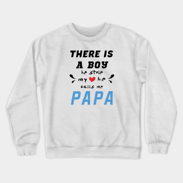 Papa Gifts Shirts from Grandson, he Stole My Heart Crewneck Sweatshirt by CareTees